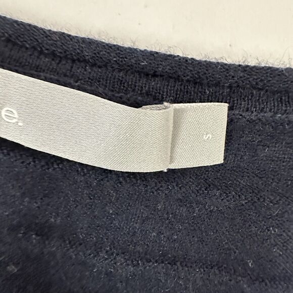 Vince Shirt Top Womens Small Blue Knit Cashmere Wool Boxy Popover Minimalist - Picture 6 of 13